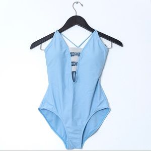 NWOT Breaking Waves baby blue one piece swimsuit